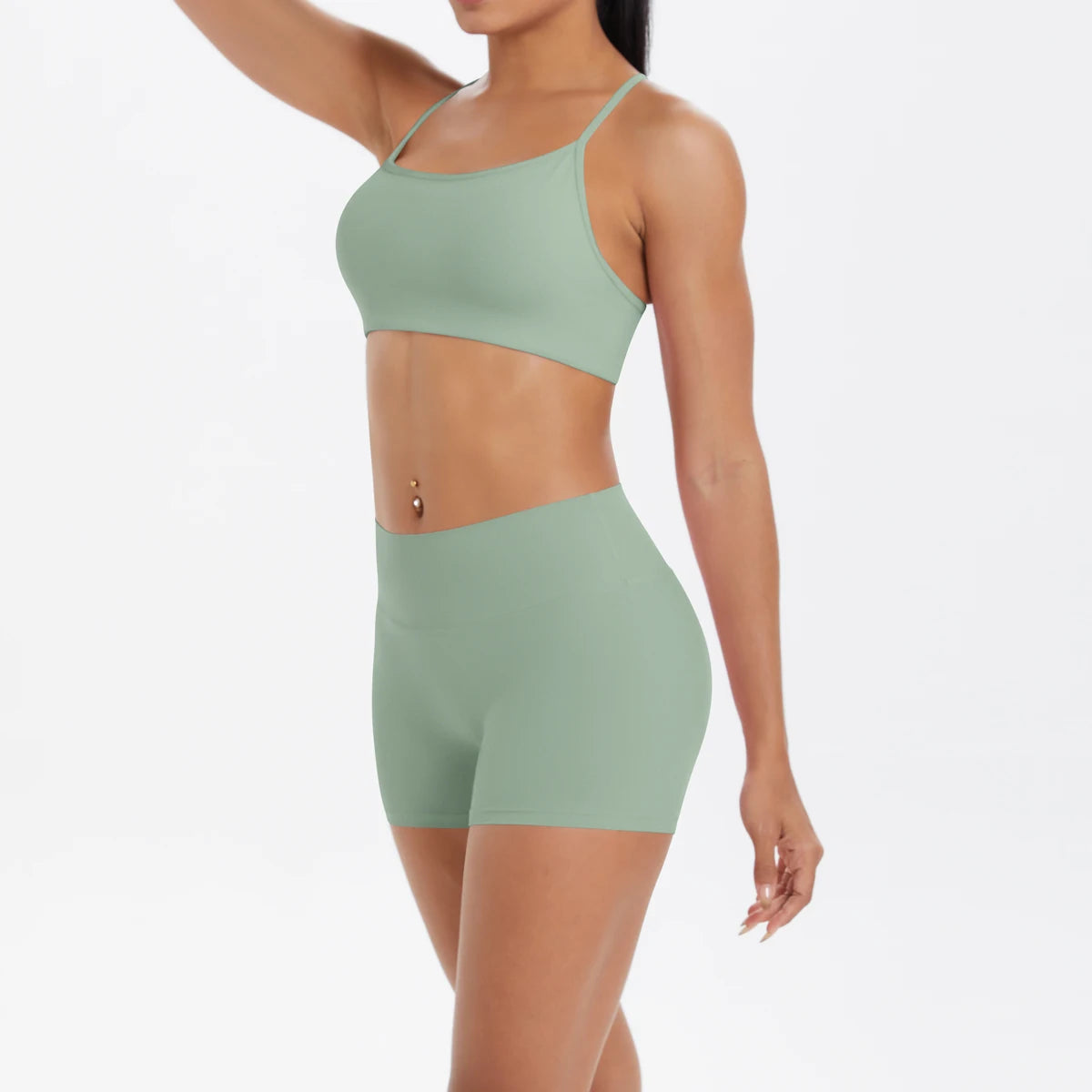 2PCS Yoga Clothes Halter Top Set