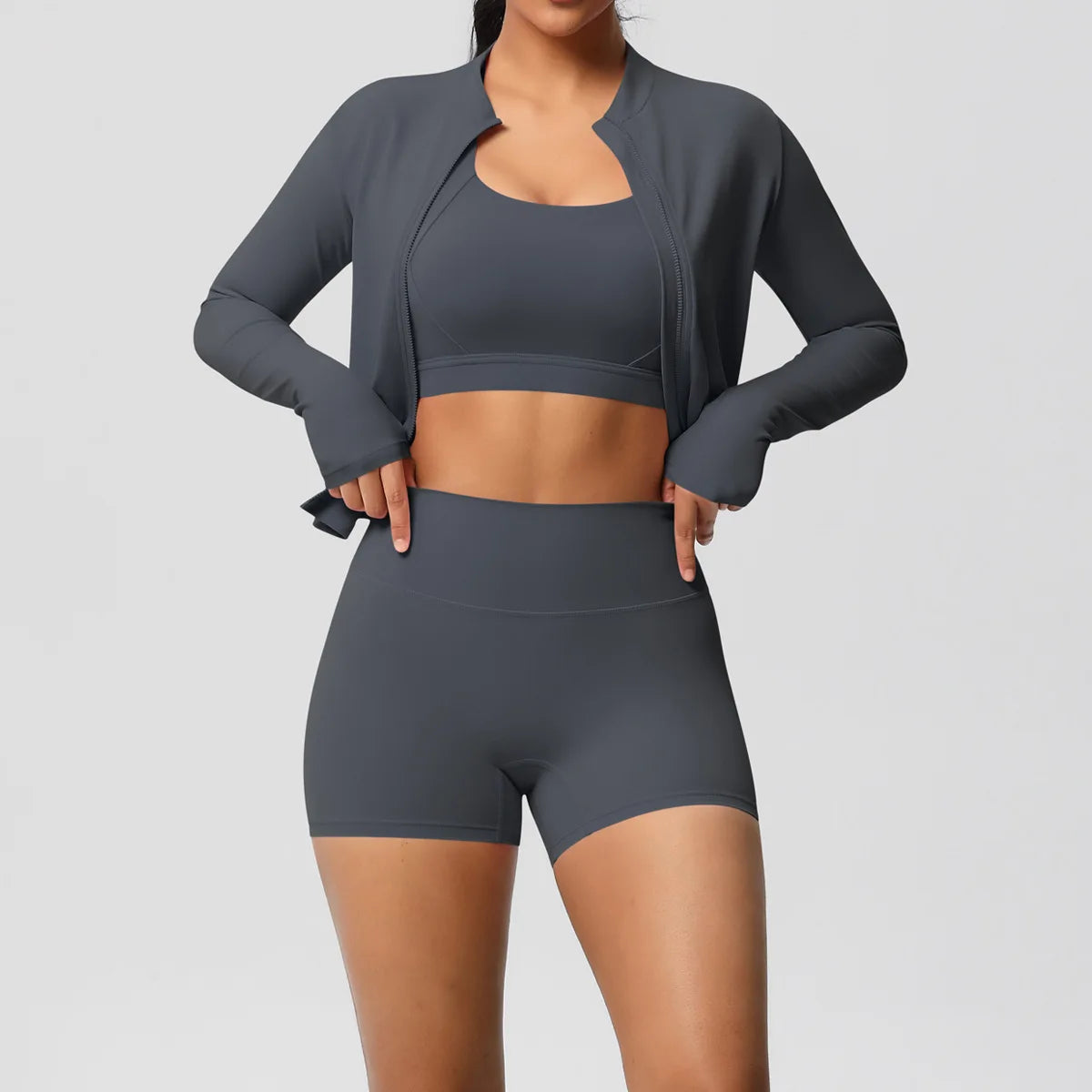 3-Piece Gym Set Breathable High Waist Fitness Suit