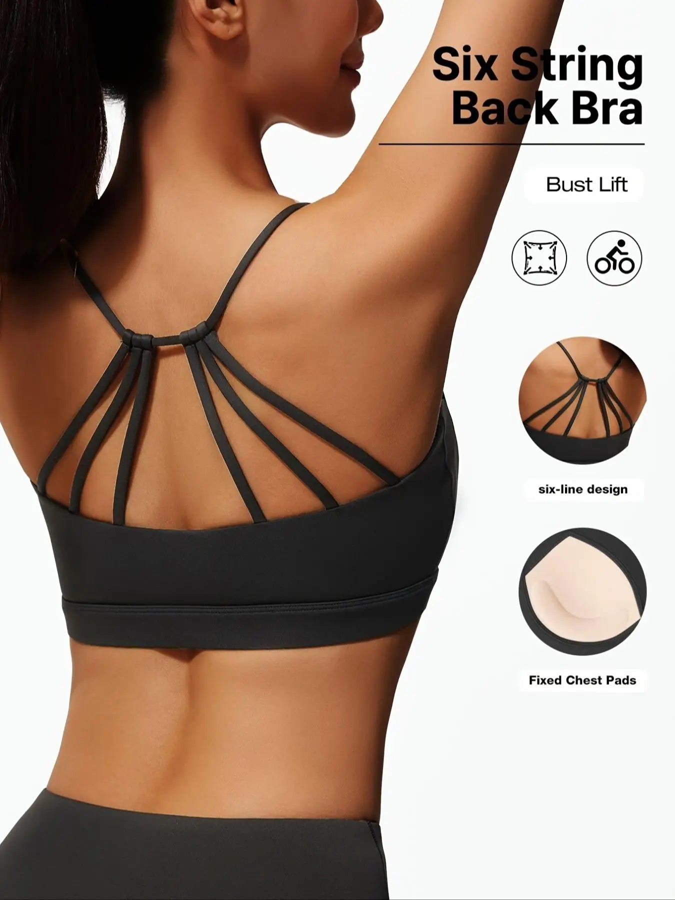 Six String Backless Sports Bra