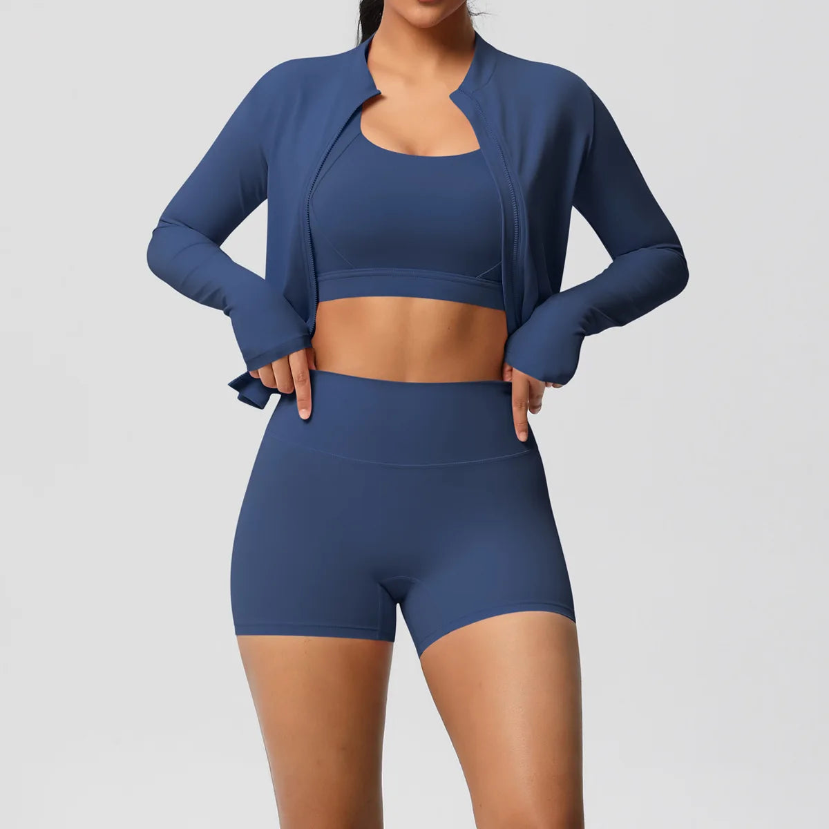 3-Piece Gym Set Breathable High Waist Fitness Suit