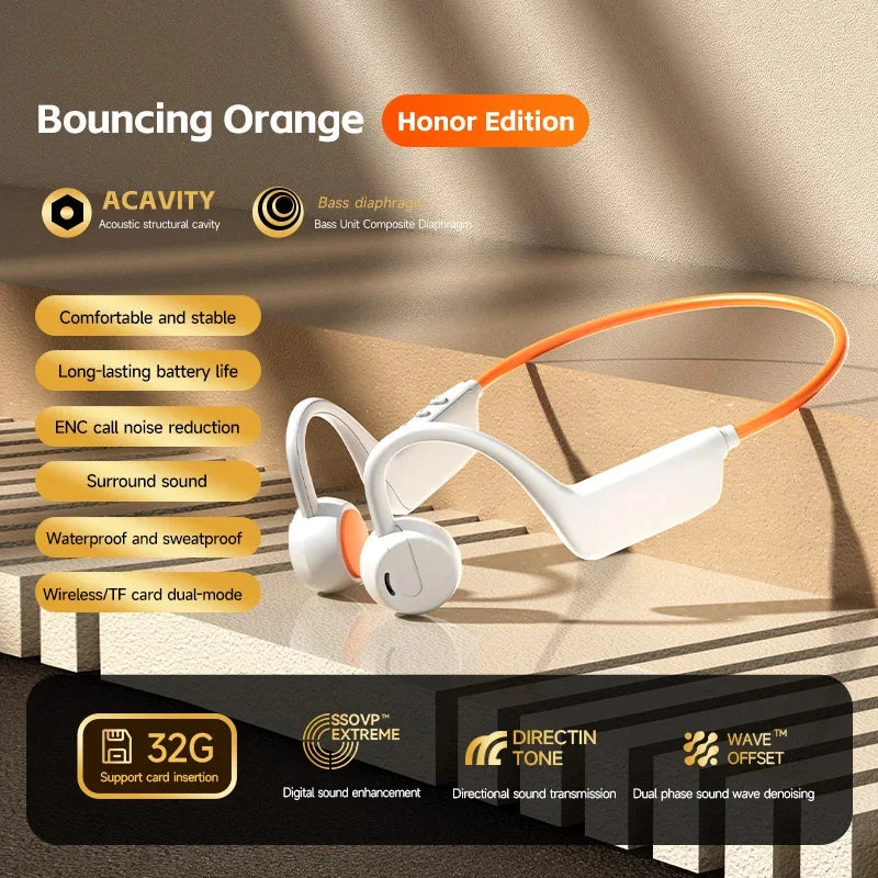 Bone Conduction Headphones IPX8 Waterproof Bluetooth 5.4 - 32GB Wireless Sports Headset with Mic for Swimming, Running & Gym