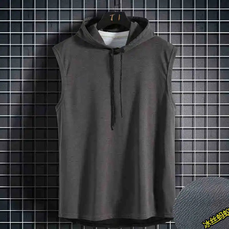 Men's Tie Collar Hooded Sleeveless Vest