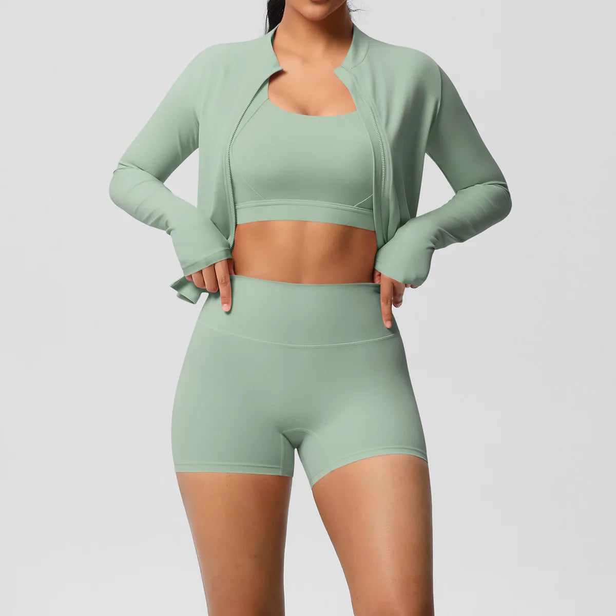 3-Piece Gym Set Breathable High Waist Fitness Suit