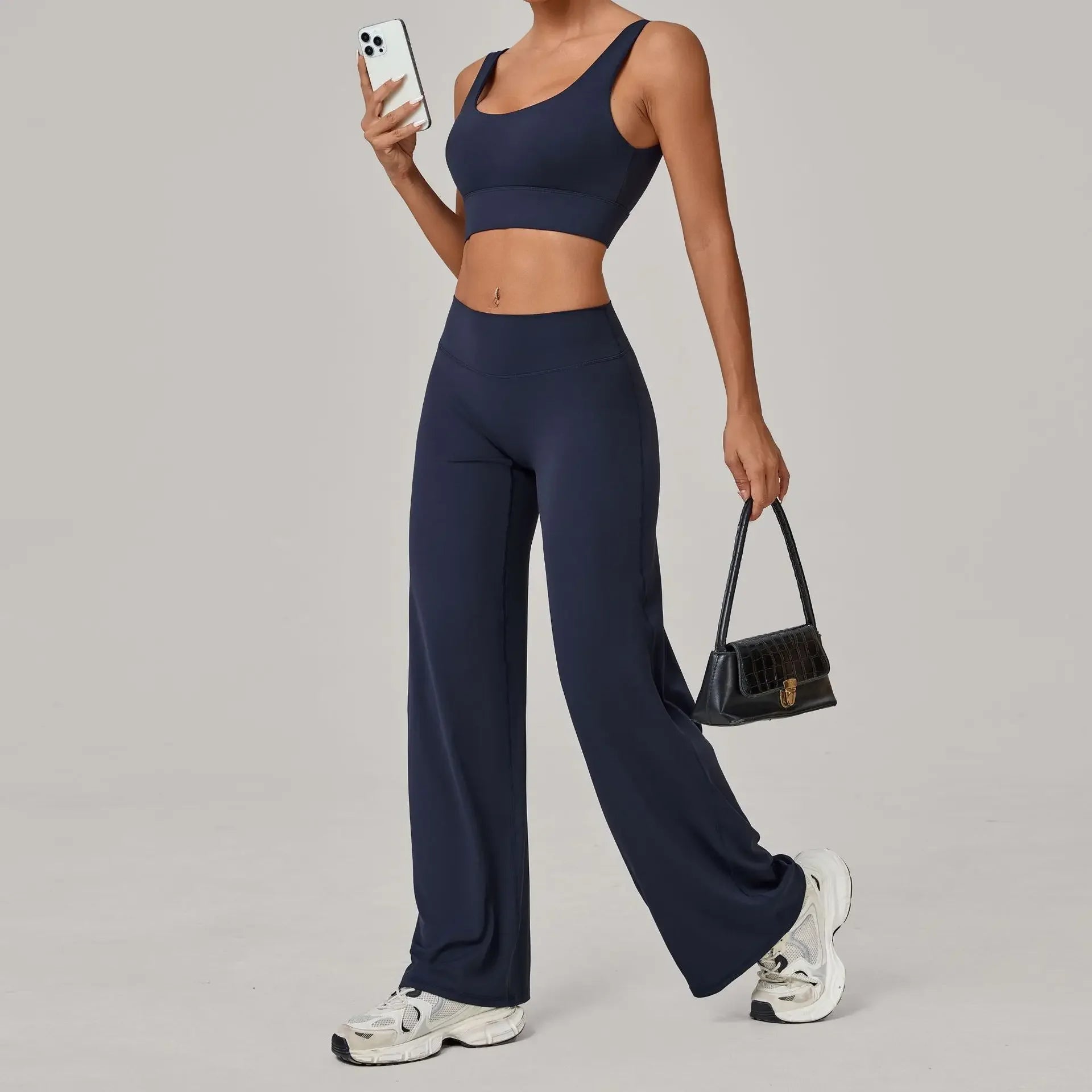 Women Yoga Set – Double Strap Comfort Bra + Straight-Leg Training Pants