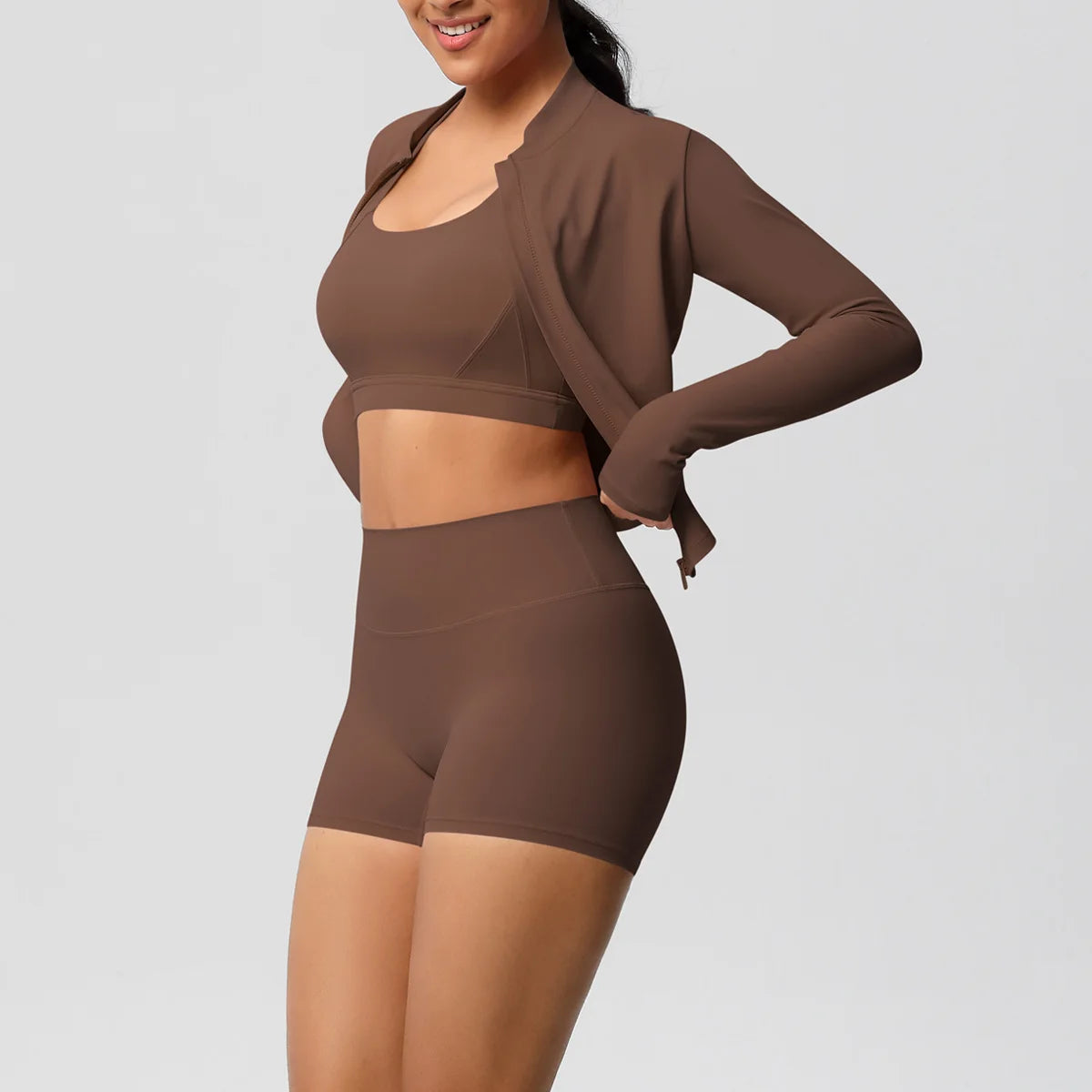 3-Piece Gym Set Breathable High Waist Fitness Suit