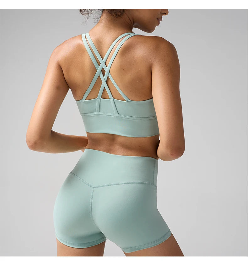 2-Piece Solid Color Women Gym Yoga Set