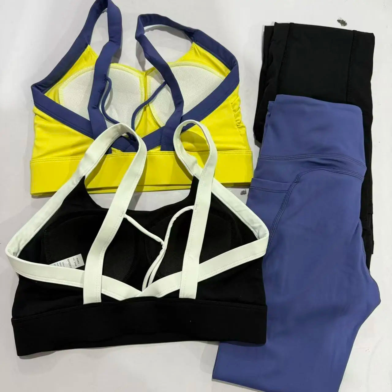High Intensity Color Blocking Cross Back Integrated Yoga Set 2PCS Sports Underwear High Waist and Hip Lifting Fitness Leggings