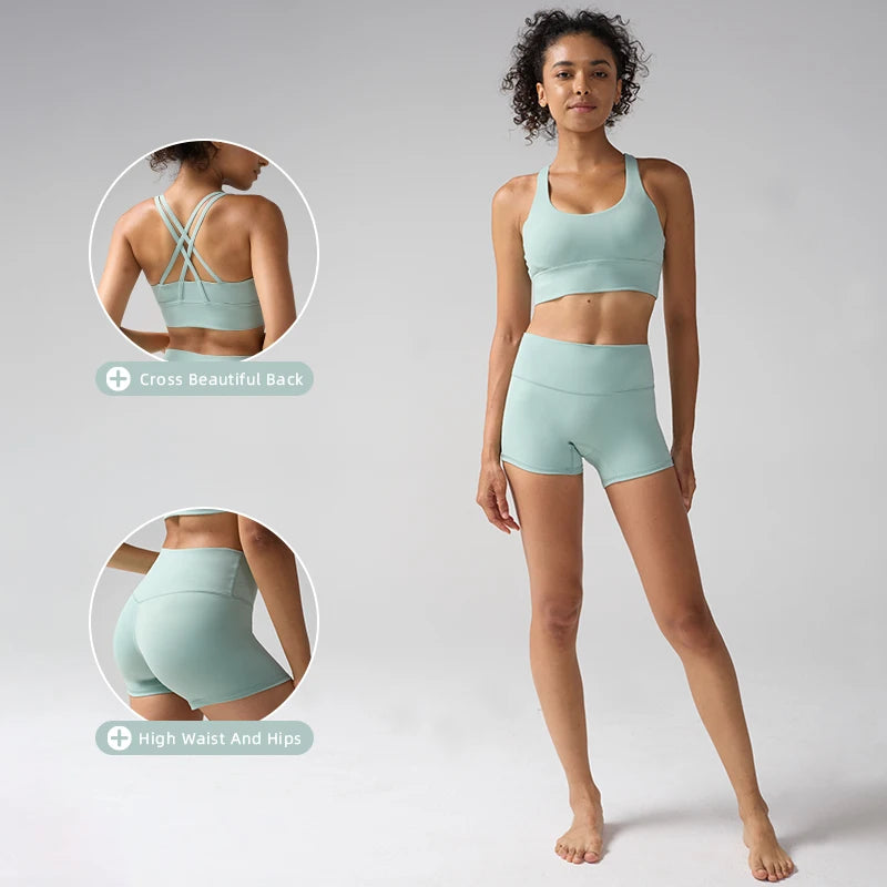 2-Piece Solid Color Women Gym Yoga Set