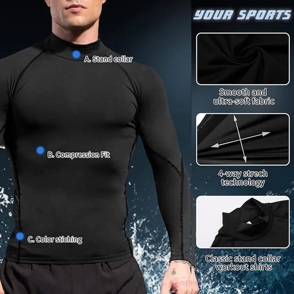 Ultra Soft Compression High Collar Man Tops