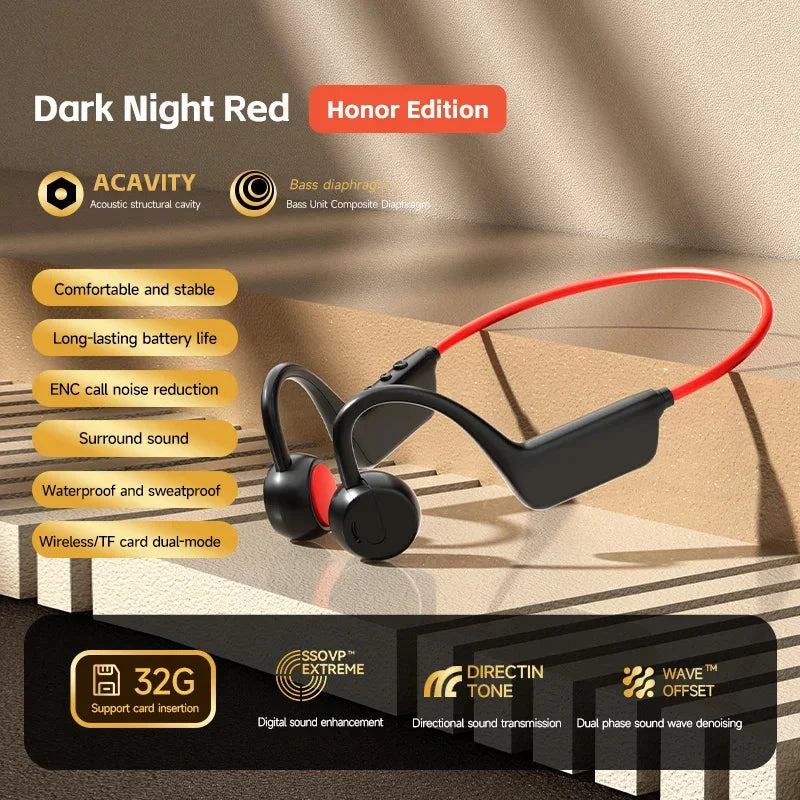 Bone Conduction Headphones IPX8 Waterproof Bluetooth 5.4 - 32GB Wireless Sports Headset with Mic for Swimming, Running & Gym