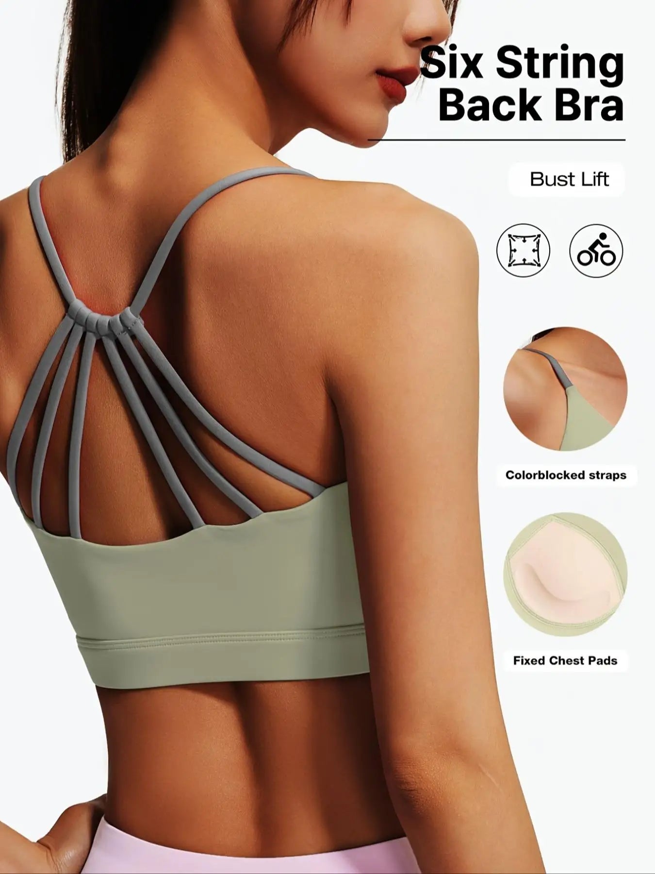 Six String Backless Sports Bra