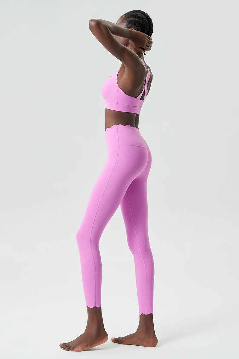Ensemble de sport deux pièces pour femme, couleur unie, idéal pour le fitness et le yoga. 