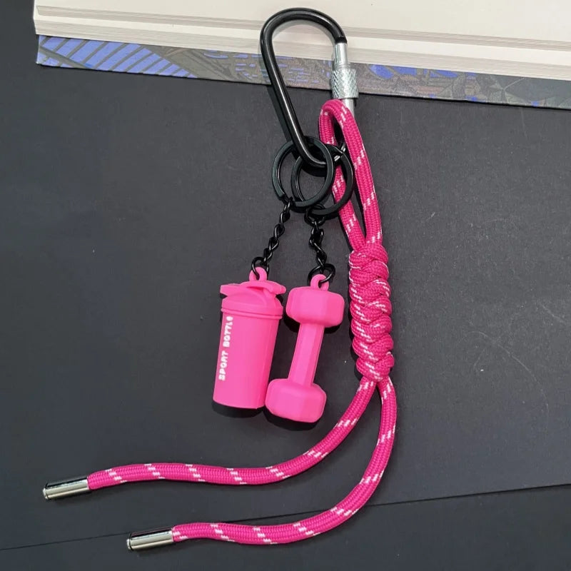Mini Yoga Foam Roller Keychain Set – Boxing Gloves & Dumbbell Fitness Bag Pendant Gift