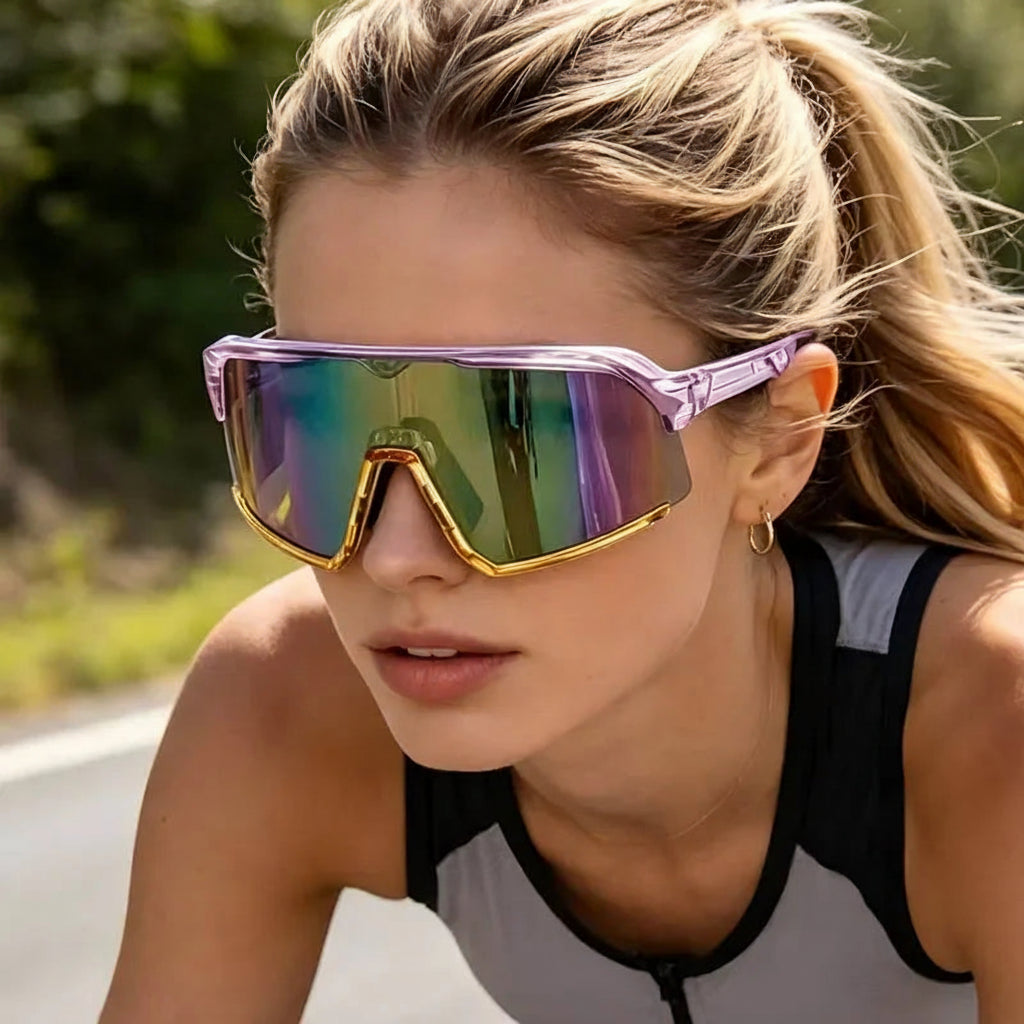 Oversized One-Piece Cycling Sunglasses UV400 – Anti-Reflective Bike Eyewear for Women & Men