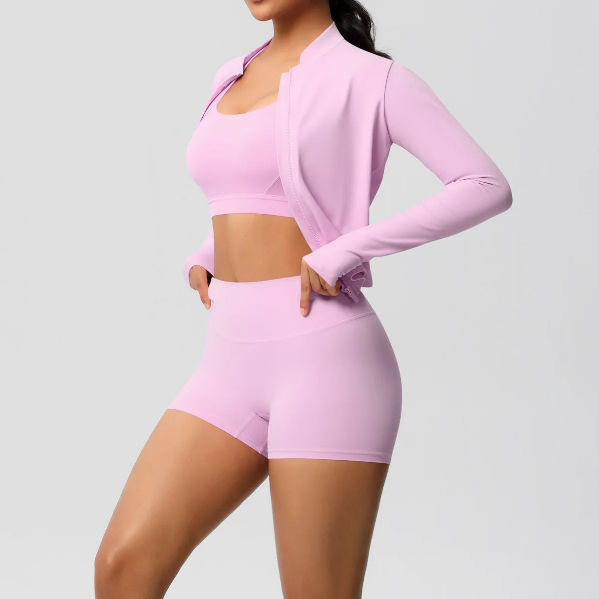 3-Piece Gym Set Breathable High Waist Fitness Suit