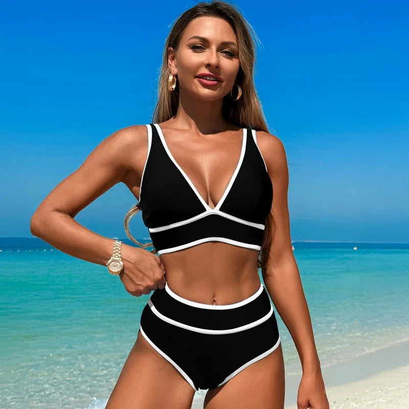 Solid Color Two-Piece Swimsuit