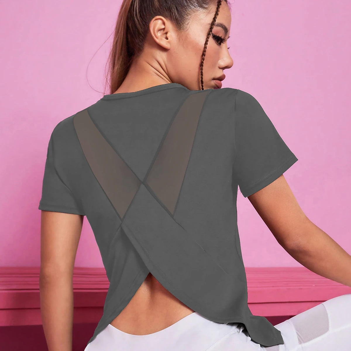 Women's Seamless Yoga T-Shirt Crop Top
