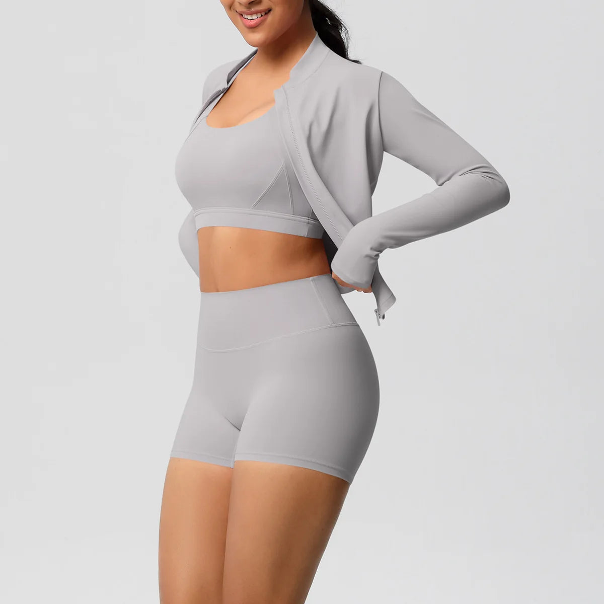 3-Piece Gym Set Breathable High Waist Fitness Suit