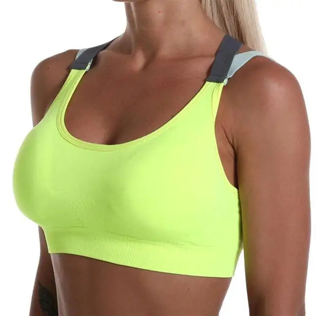 Color Blocked Cross Back Sports Bra