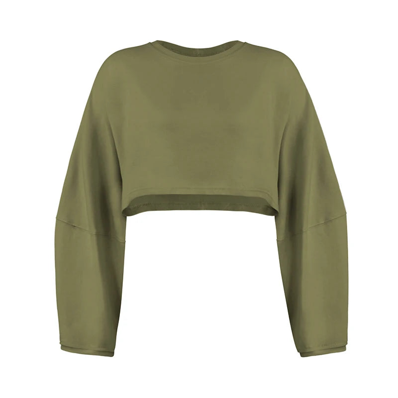 Women's Long Sleeve Sports Crop Top – Loose Gym Yoga T-Shirt Spring Autumn Fitness Wear