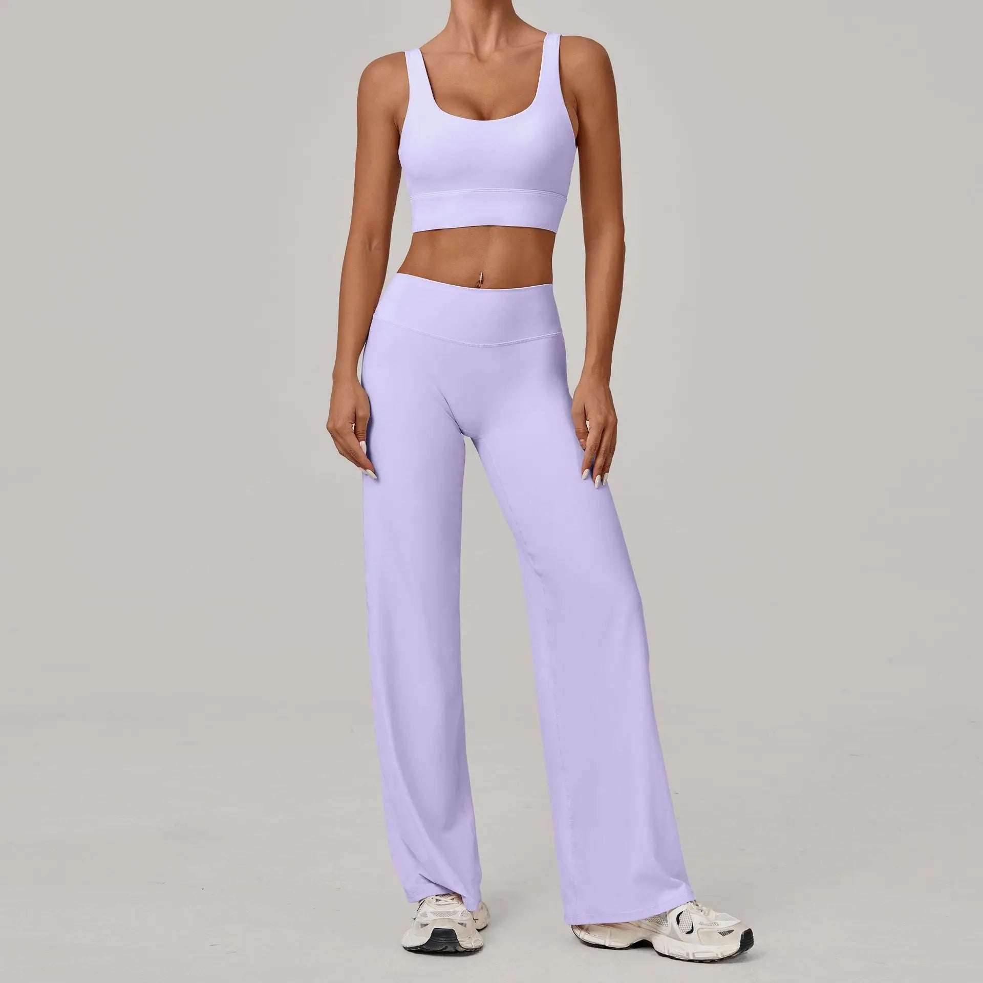 Women Yoga Set – Double Strap Comfort Bra + Straight-Leg Training Pants