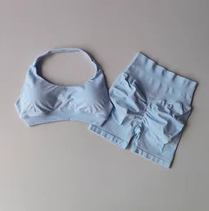 Ensemble short et soutien-gorge de sport pêche sexy, dos nu et taille haute 