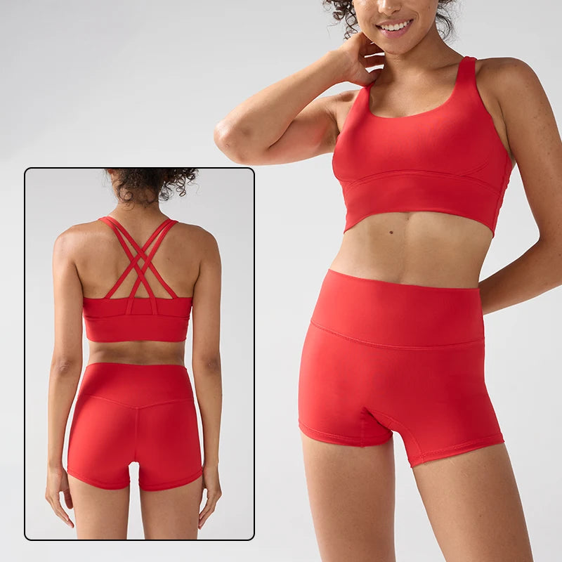 2-Piece Solid Color Women Gym Yoga Set