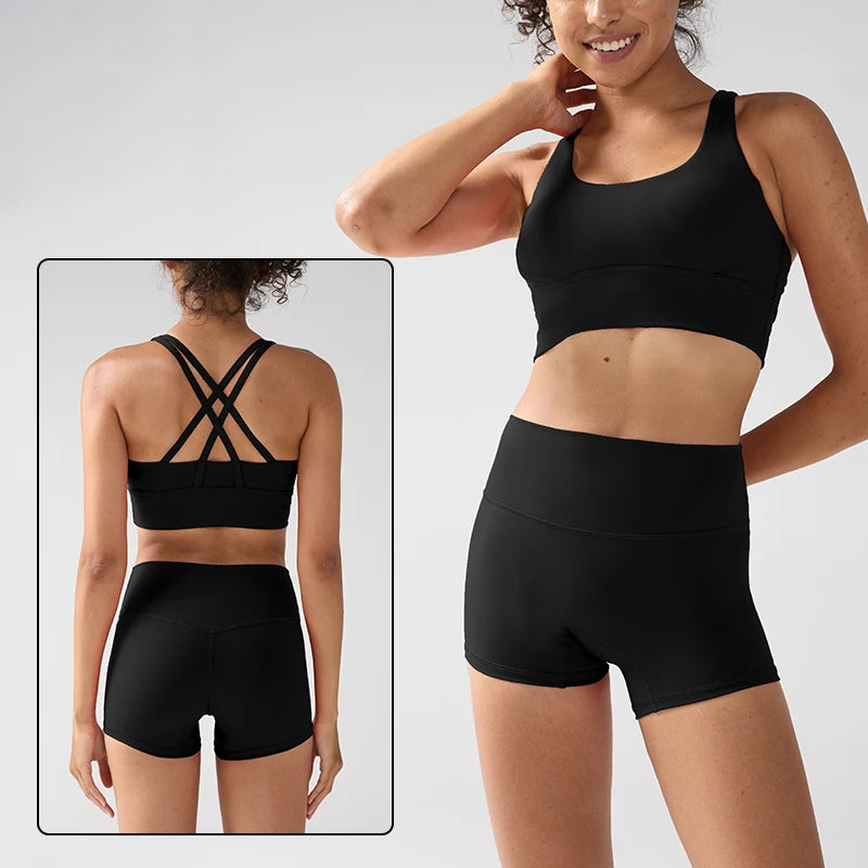 2-Piece Solid Color Women Gym Yoga Set