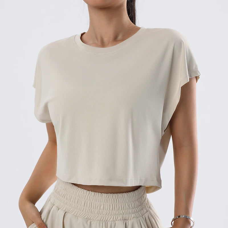 Loose Short Sleeve Crop Top