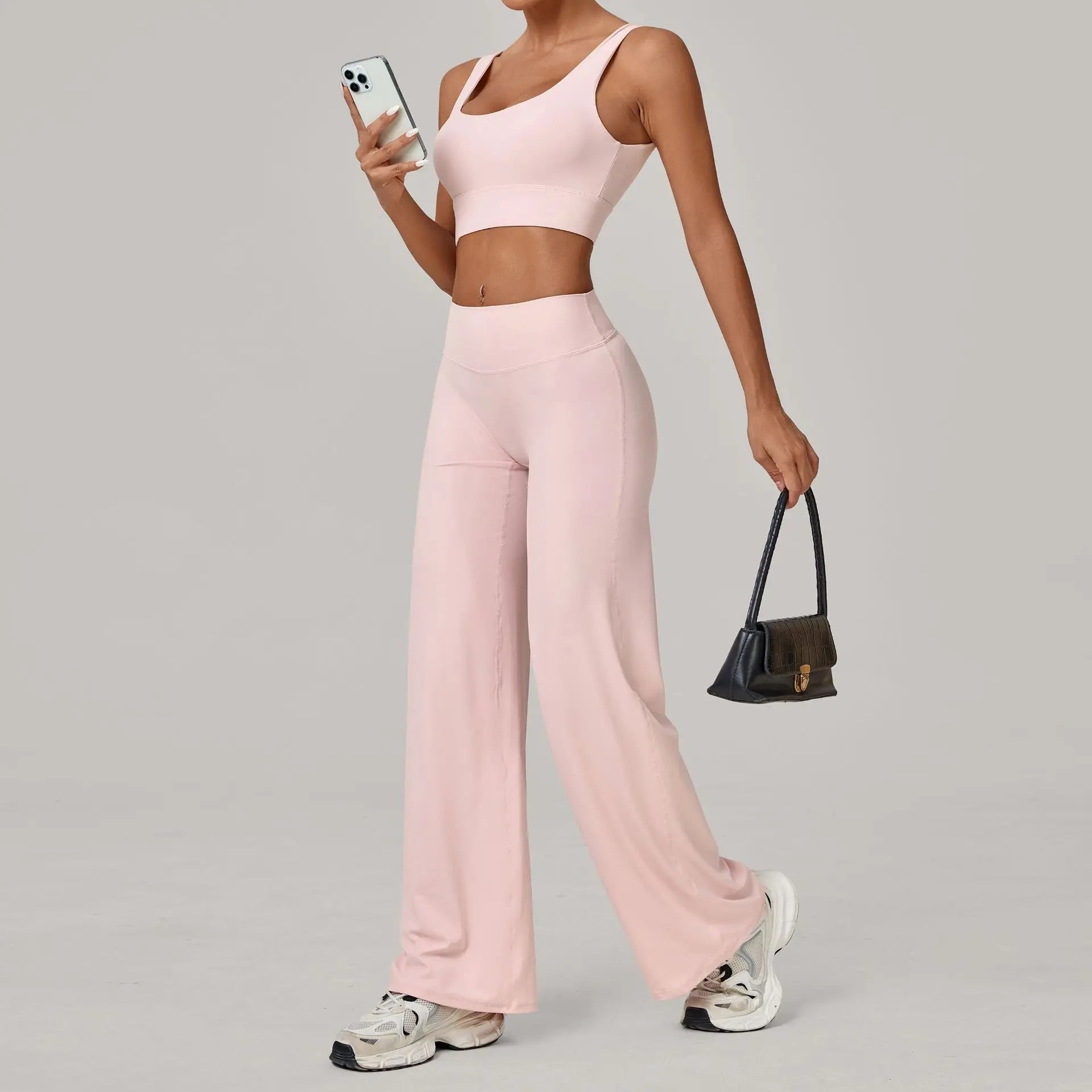 Women Yoga Set – Double Strap Comfort Bra + Straight-Leg Training Pants