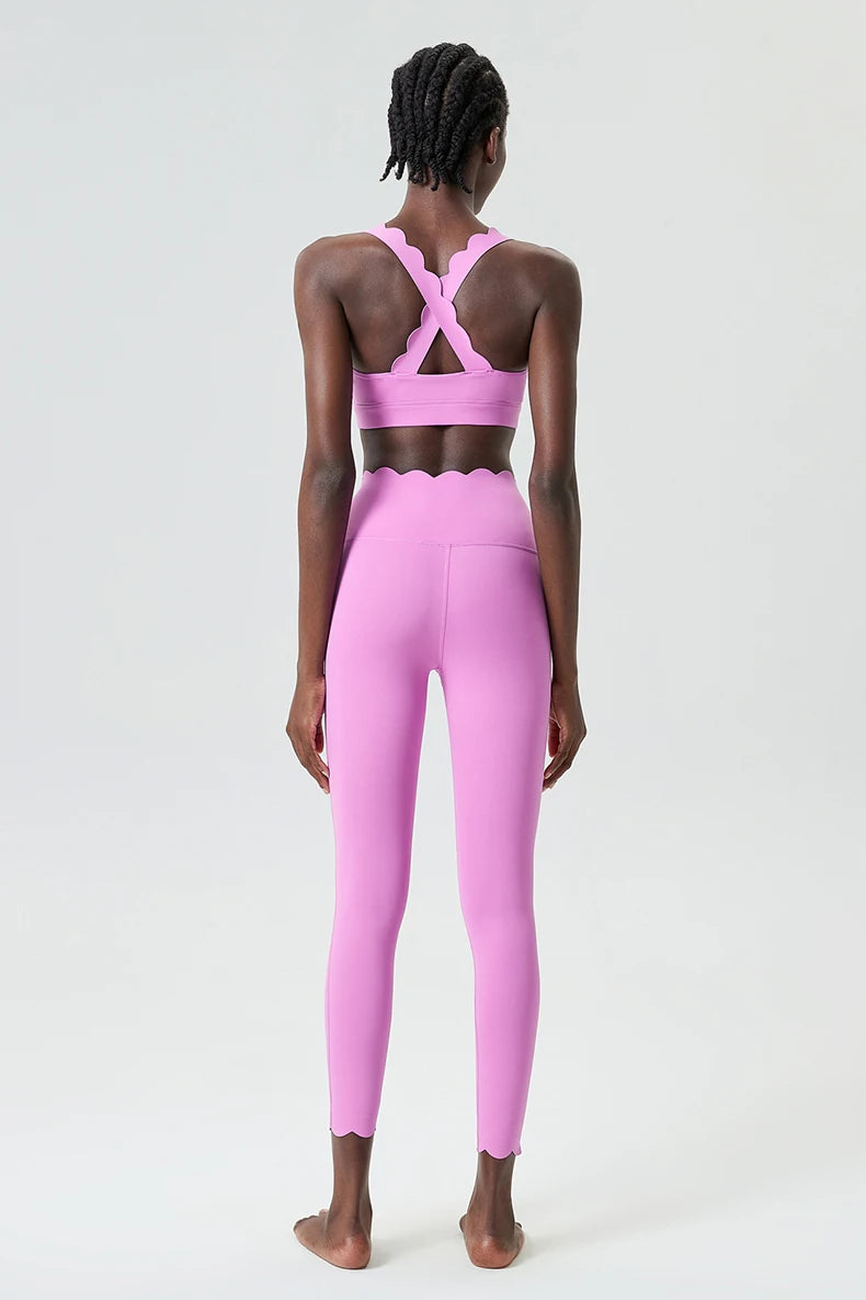 Ensemble de sport deux pièces pour femme, couleur unie, idéal pour le fitness et le yoga. 