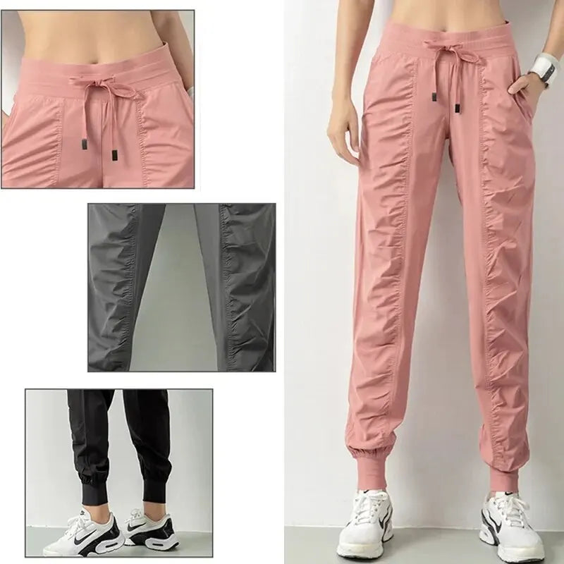 Women's Fabric Drawstring Running Sport Joggers