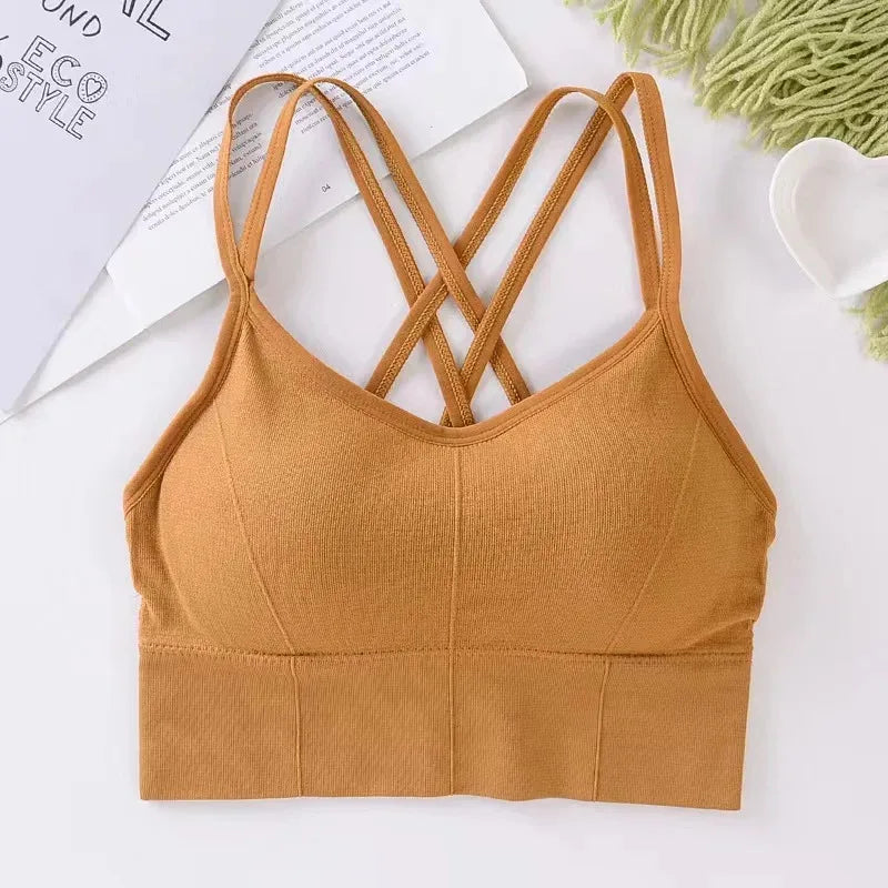Sexy Back Cross Strap Tank Top Sports Bra