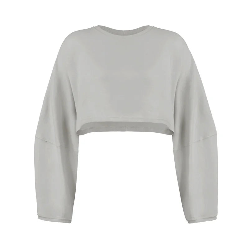 Women's Long Sleeve Sports Crop Top – Loose Gym Yoga T-Shirt Spring Autumn Fitness Wear