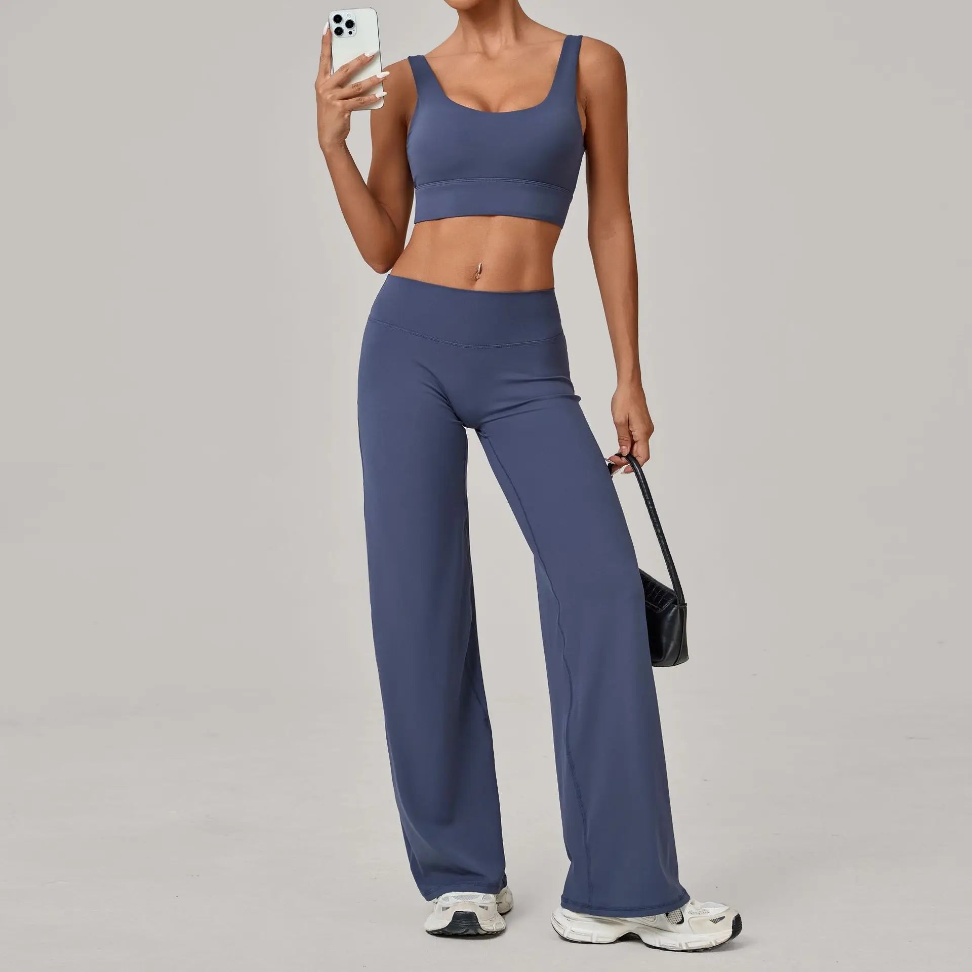 Women Yoga Set – Double Strap Comfort Bra + Straight-Leg Training Pants