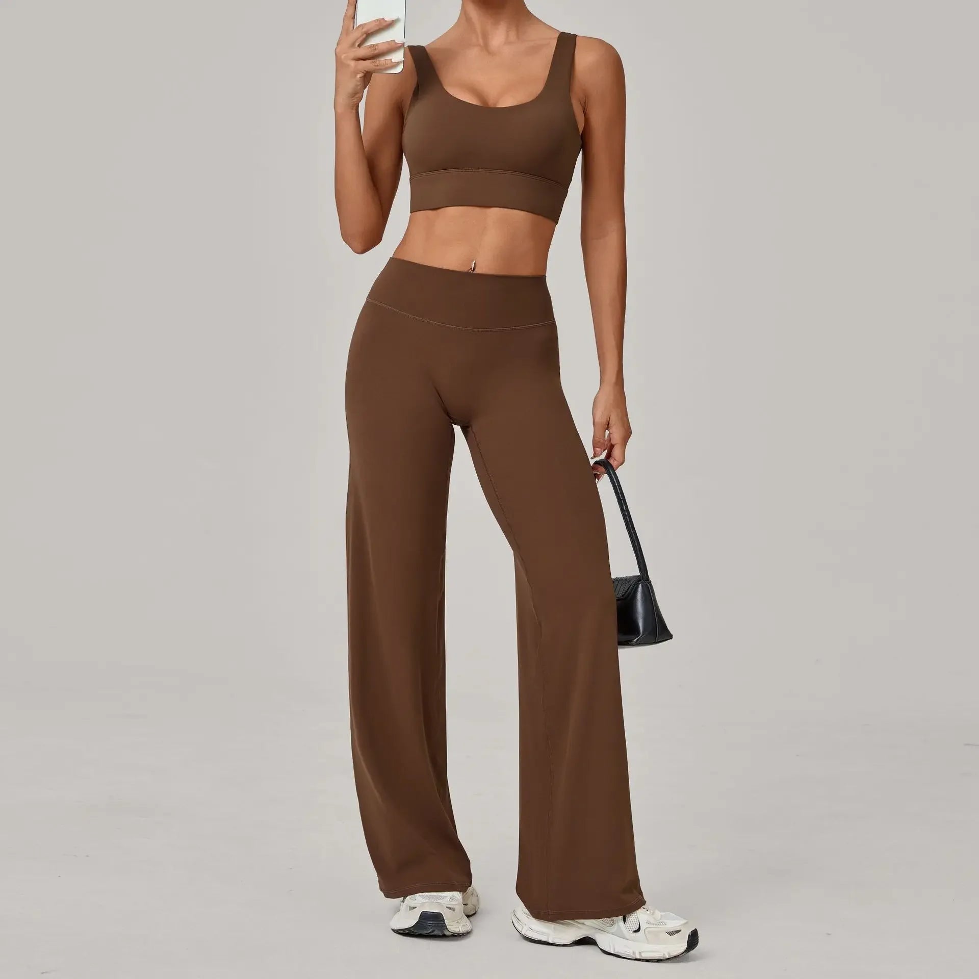 Women Yoga Set – Double Strap Comfort Bra + Straight-Leg Training Pants