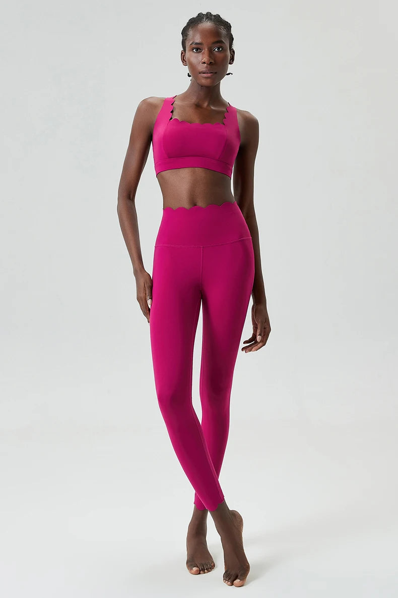 Ensemble de sport deux pièces pour femme, couleur unie, idéal pour le fitness et le yoga. 