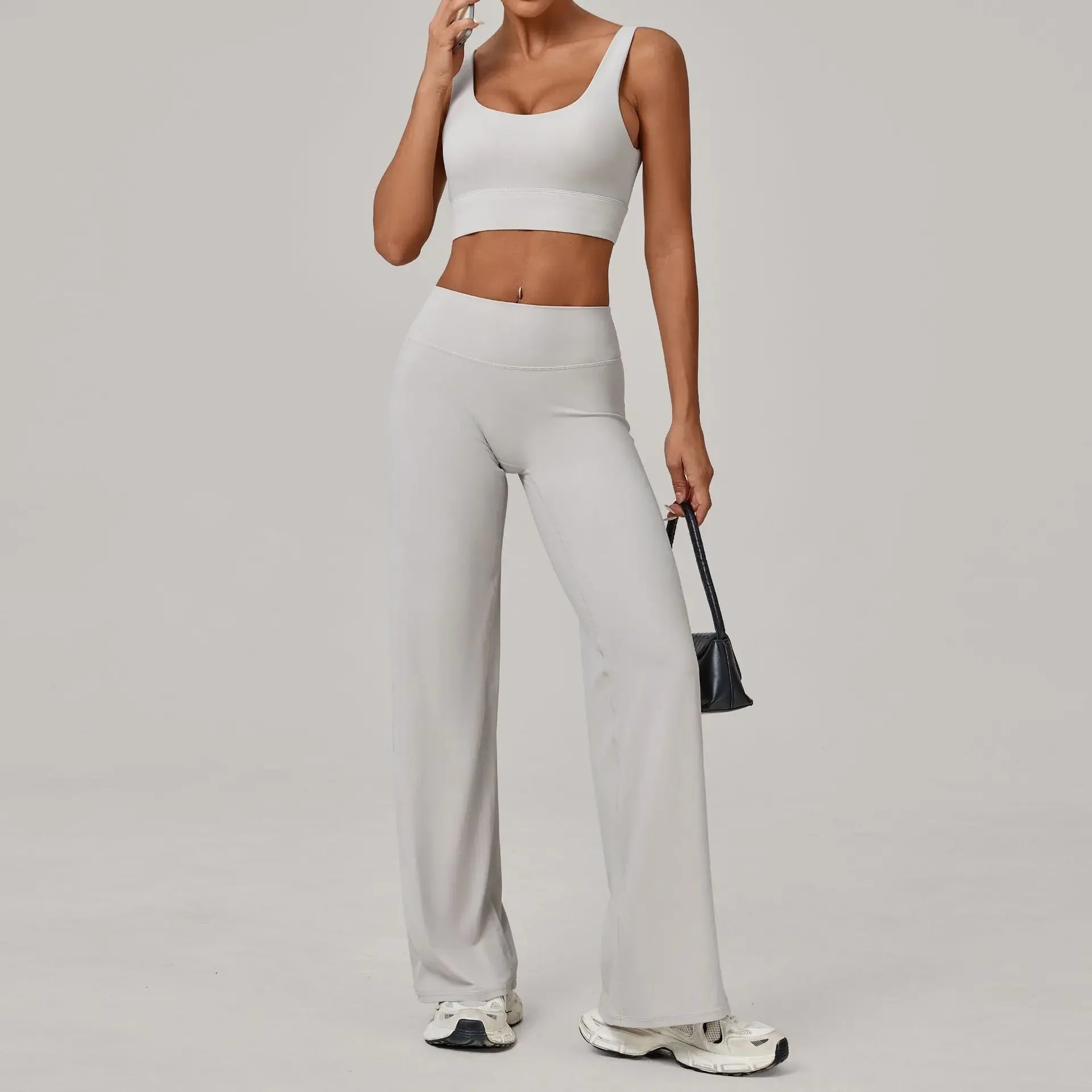 Women Yoga Set – Double Strap Comfort Bra + Straight-Leg Training Pants
