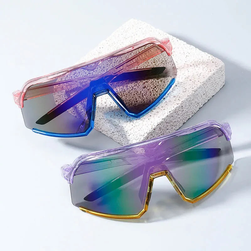 Oversized One-Piece Cycling Sunglasses UV400 – Anti-Reflective Bike Eyewear for Women & Men