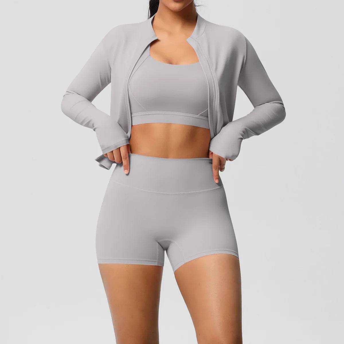 3-Piece Gym Set Breathable High Waist Fitness Suit