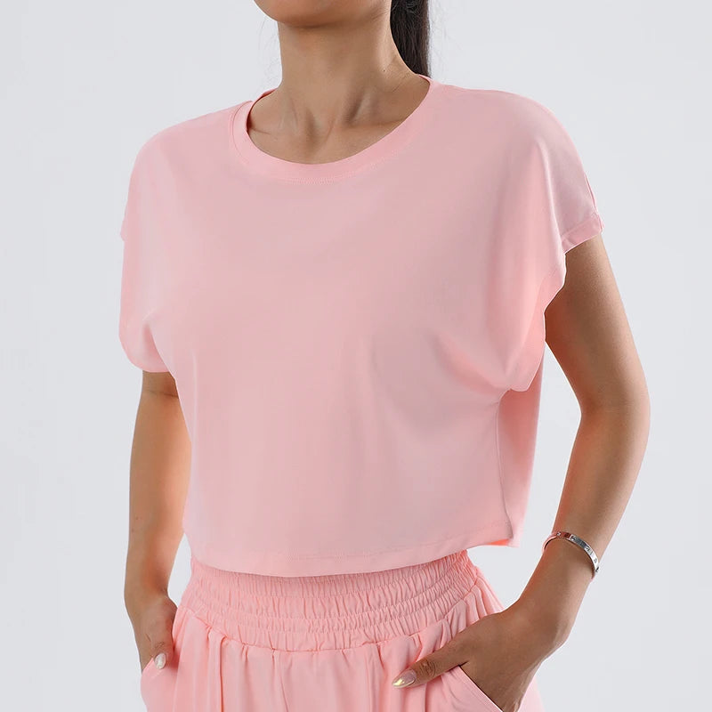 Loose Short Sleeve Crop Top