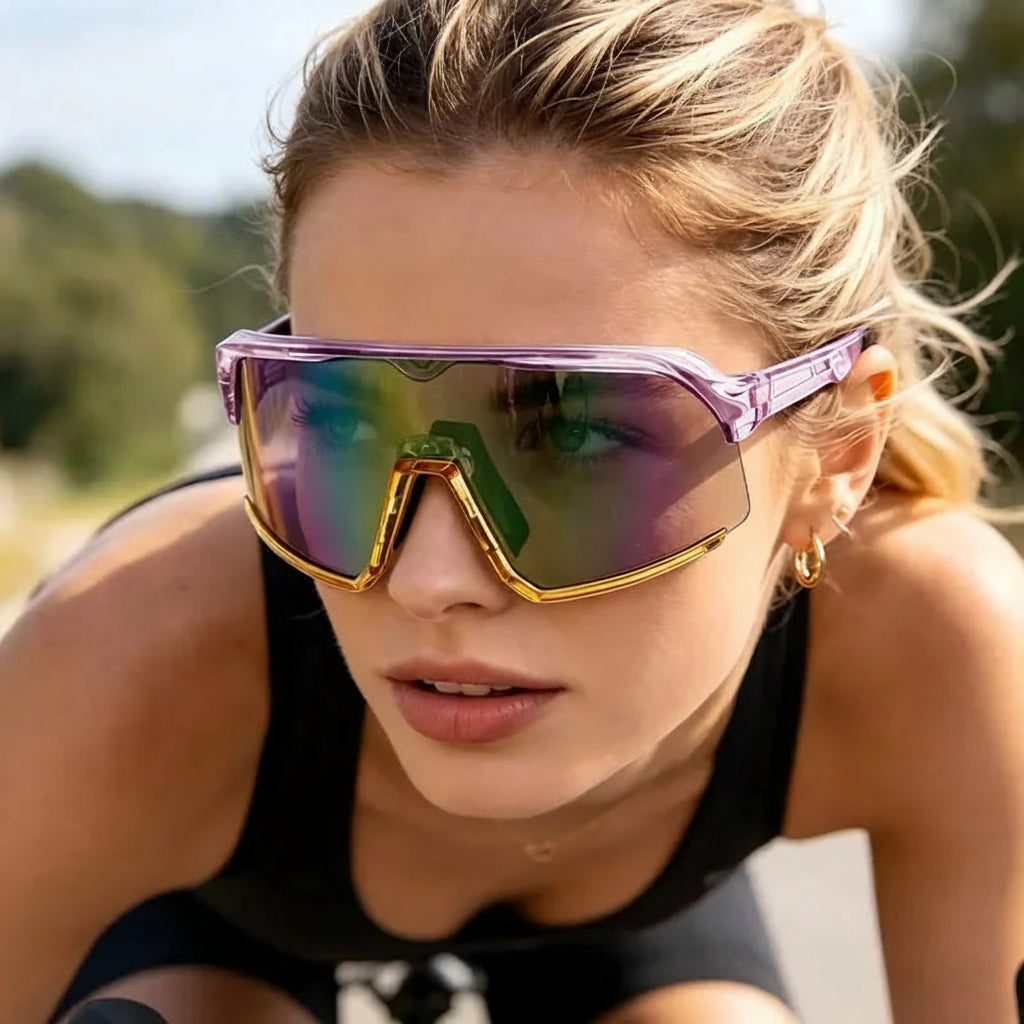 Oversized One-Piece Cycling Sunglasses UV400 – Anti-Reflective Bike Eyewear for Women & Men