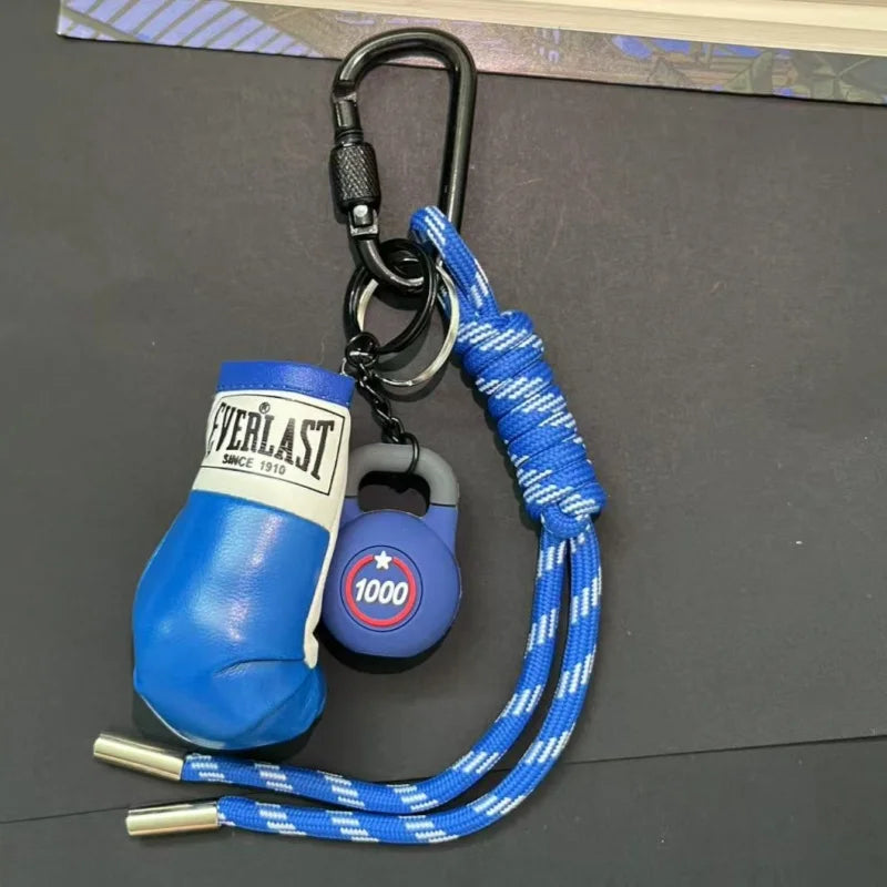 Mini Yoga Foam Roller Keychain Set – Boxing Gloves & Dumbbell Fitness Bag Pendant Gift
