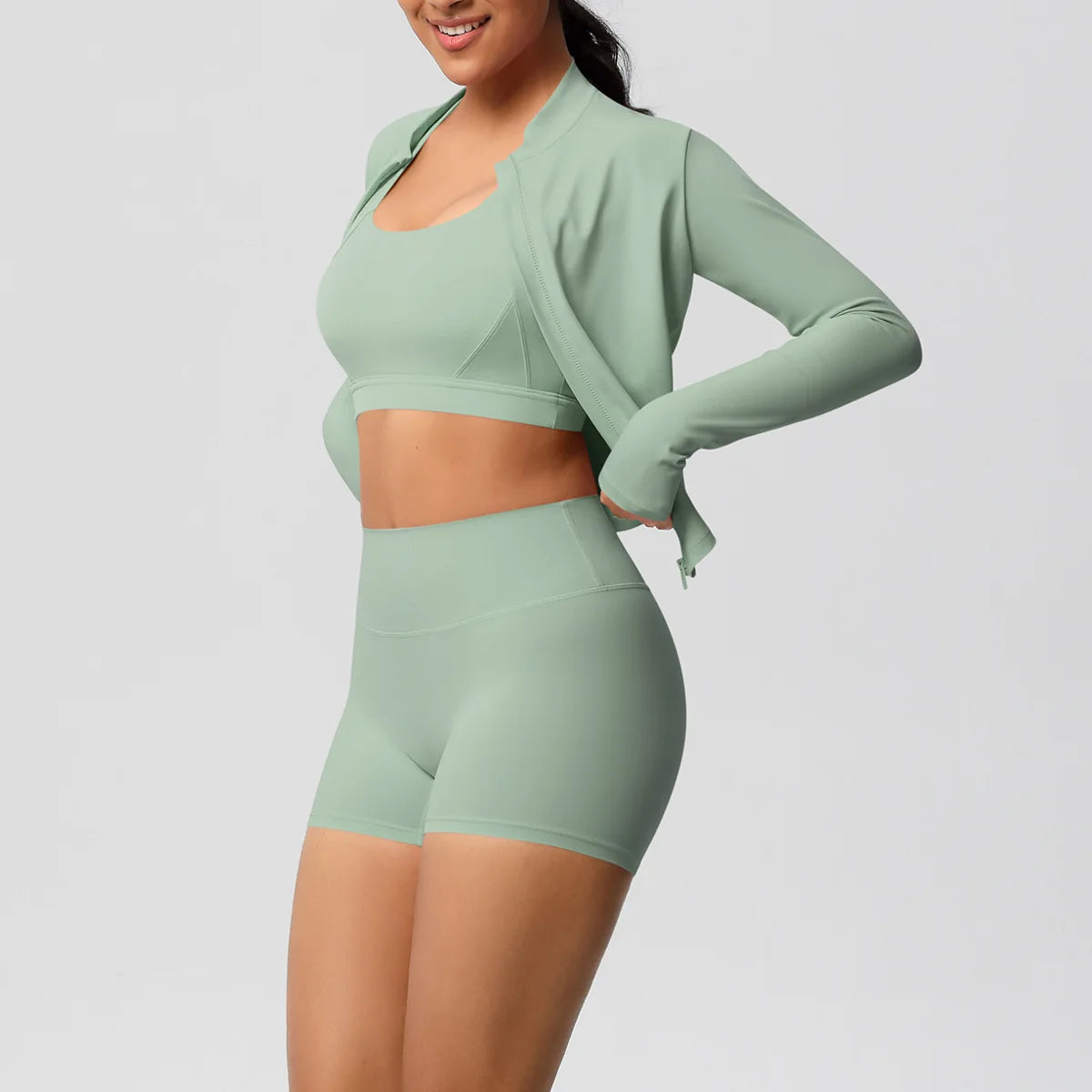 3-Piece Gym Set Breathable High Waist Fitness Suit