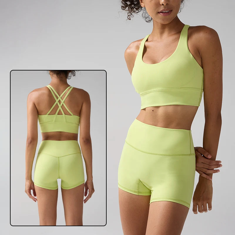 2-Piece Solid Color Women Gym Yoga Set