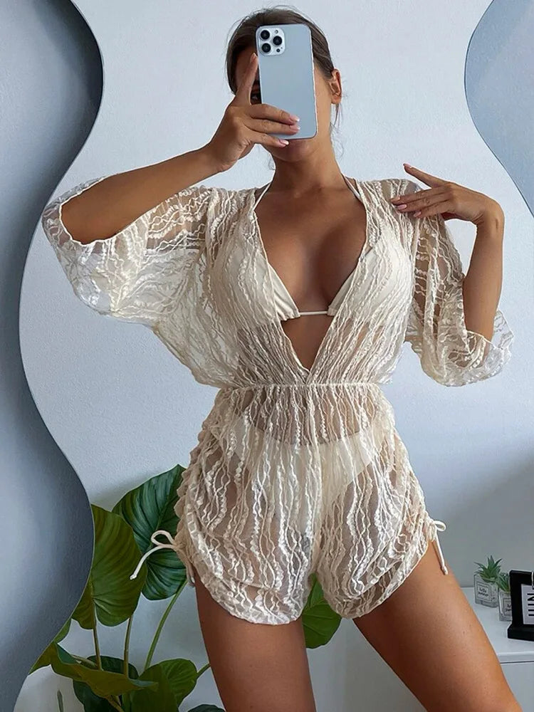 Plus Size 3 Piece Bikini Set with Cover Up | Halter Swimsuit Beachwear