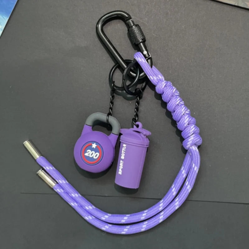 Mini Yoga Foam Roller Keychain Set – Boxing Gloves & Dumbbell Fitness Bag Pendant Gift
