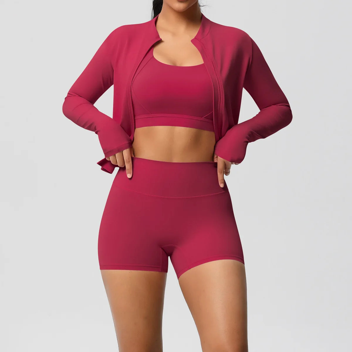 3-Piece Gym Set Breathable High Waist Fitness Suit