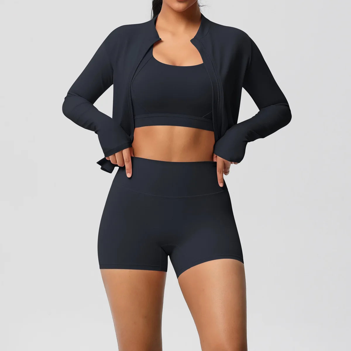 3-Piece Gym Set Breathable High Waist Fitness Suit