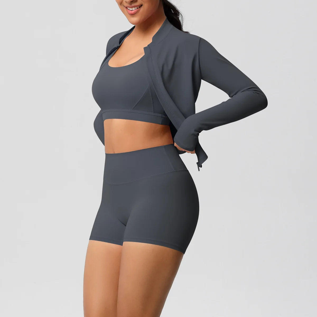 3-Piece Gym Set Breathable High Waist Fitness Suit